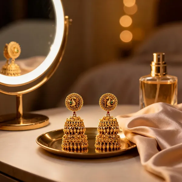 Long_Peacock_Gold_Plated_Jhumka_Green