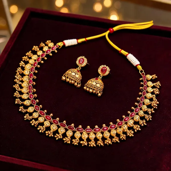Ethnic_Elegance_Temple_Necklace_Set_Red