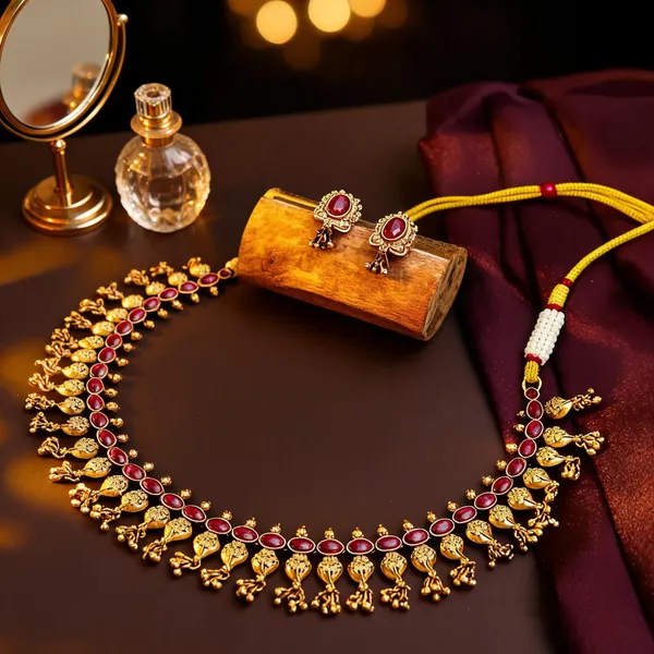 Ethnic_Elegance_Temple_Necklace_Set_Red