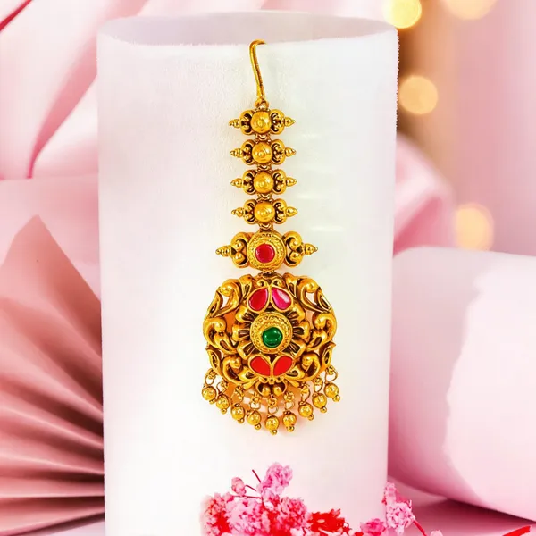 Royal_Lakshmi_Gold_Plated_Maang_Tikka_Green