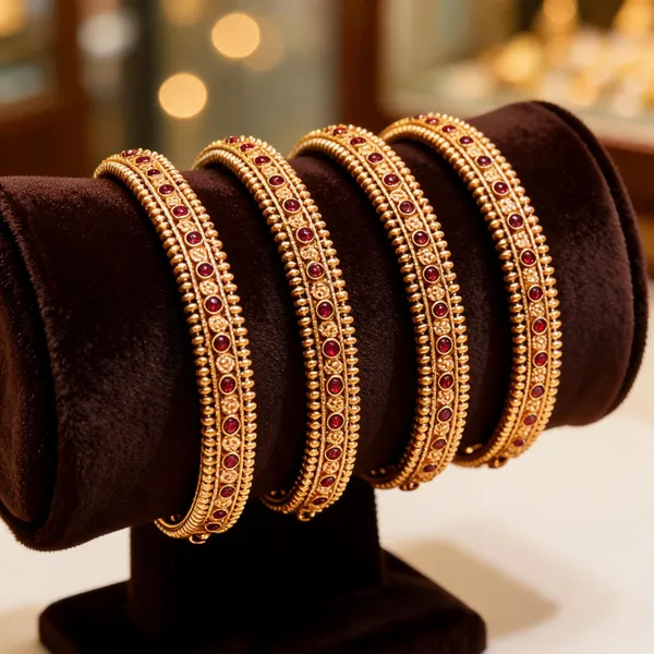 Handcrafted_Antique_Paired_Bangle_Red_Pack_Of_4