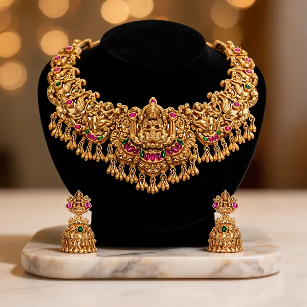 Royal_Roots_Necklace_Set_Gold_Green
