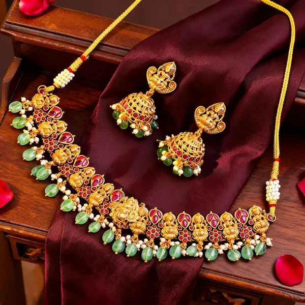 Divine_Lakshmi_Flower_Choker_Set_Red