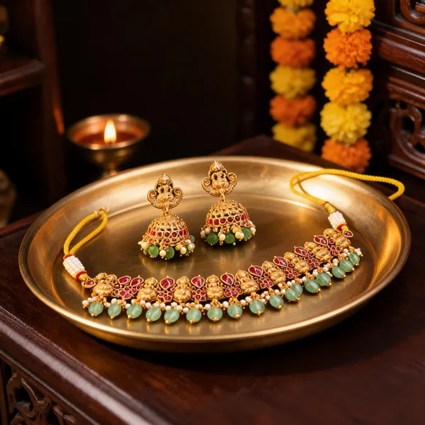 Divine_Lakshmi_Flower_Choker_Set_Red