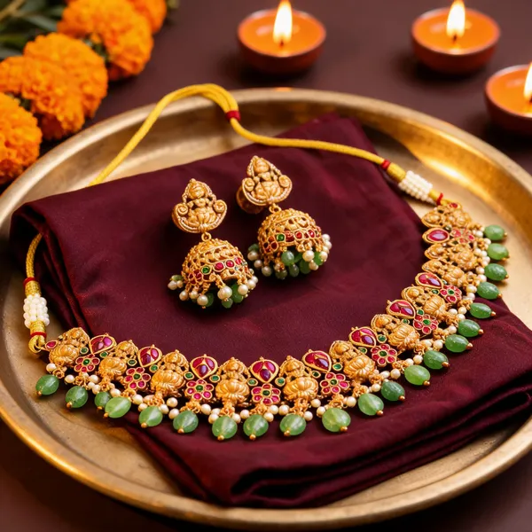 Divine_Lakshmi_Flower_Choker_Set_Green