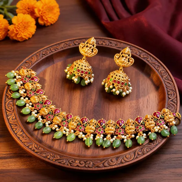 Divine_Lakshmi_Flower_Choker_Set_Green