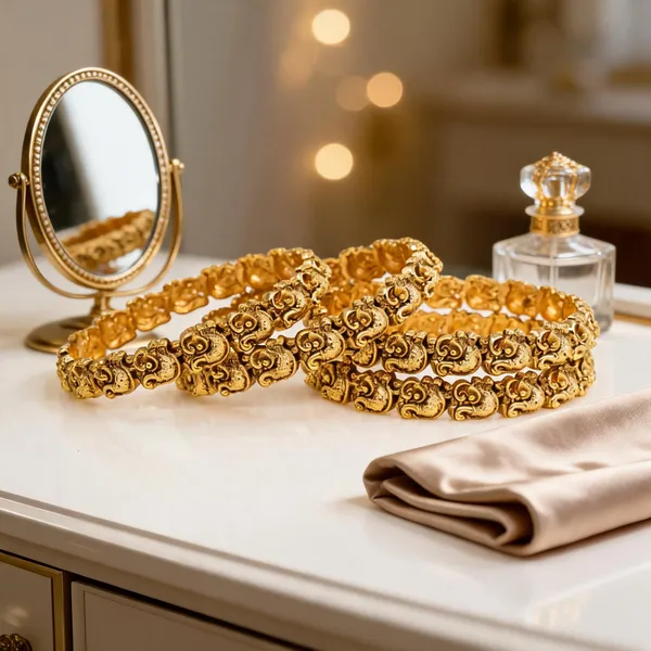 Antique_Gold_Plated_Peacock_Bangle_Gold_Pack_Of_4