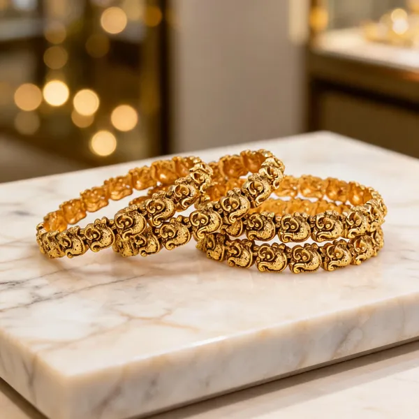 Antique_Gold_Plated_Peacock_Bangle_Gold_Pack_Of_4
