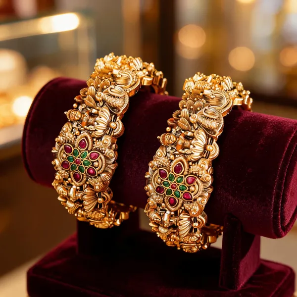 Divine_Lakshmi_Antique_Temple_Bangle_Green