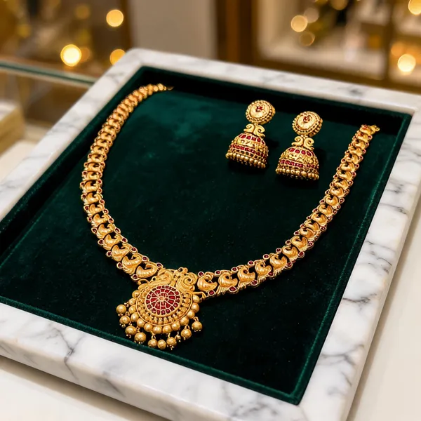 Peacock_Elegance_Gold_Plated_Long_Necklace_Set_Red