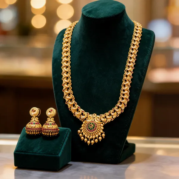 Peacock_Elegance_Gold_Plated_Long_Necklace_Set_Green