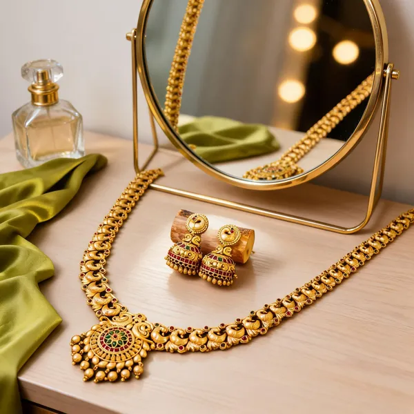 Peacock_Elegance_Gold_Plated_Long_Necklace_Set_Green