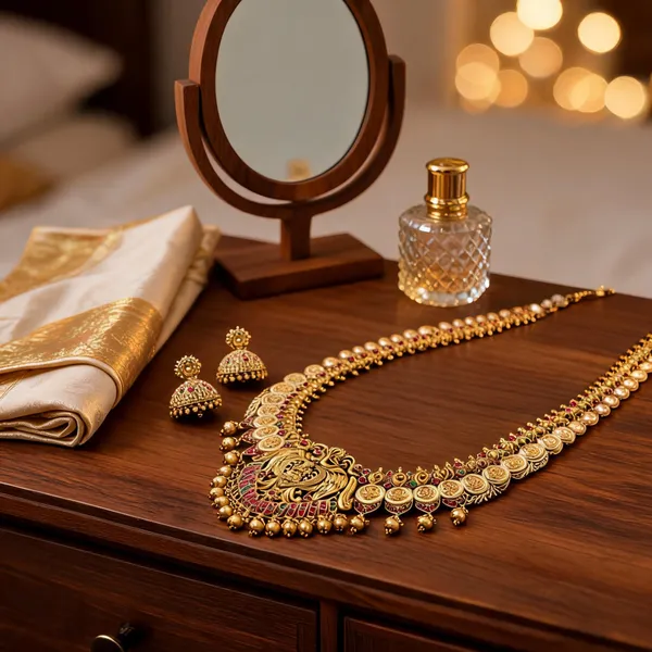 Premium_Gold_Plated_Lakshmi_Temple_Long_Necklace_Set_Green