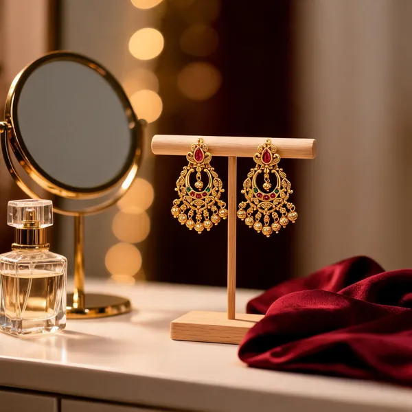 Traditional_Temple_Chandbali_Earrings_With_Red_Green_Stones_Red