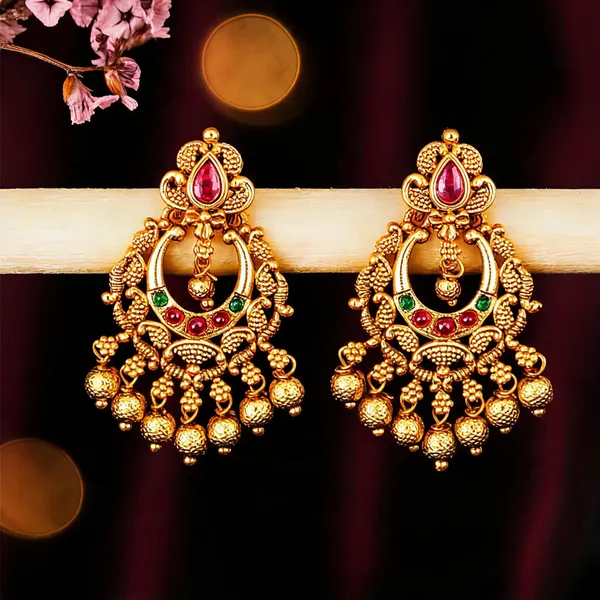 Traditional_Temple_Chandbali_Earrings_With_Red_Green_Stones_Red
