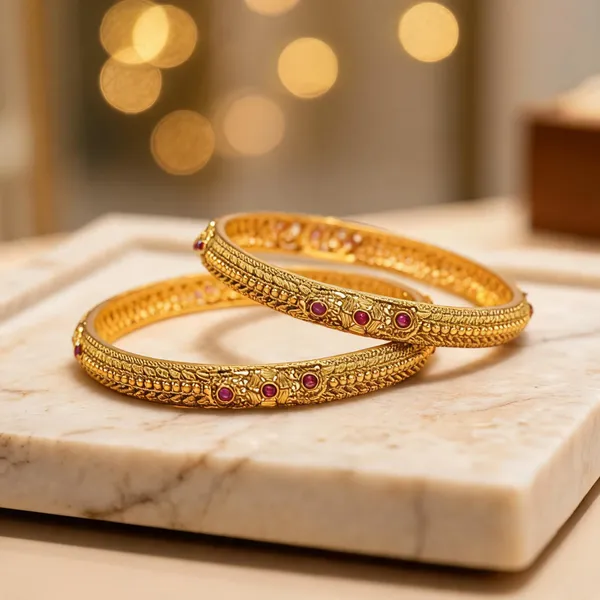 Ruby_Grace_Antique_Gold_Plated_Bangle_Red