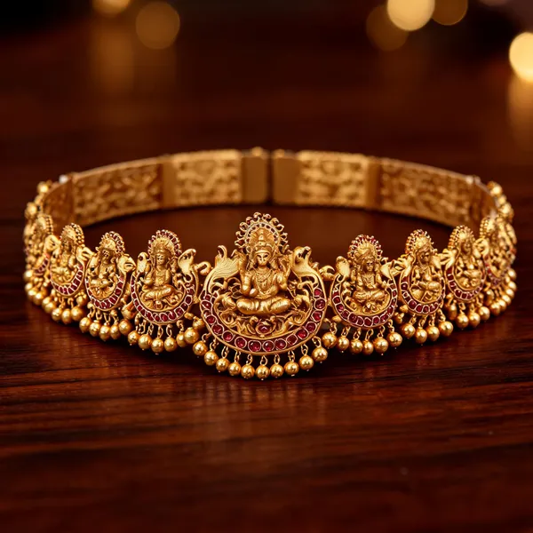 Antique_Gold_Plated_Lakshmi_Temple_Kamarbandh_Red