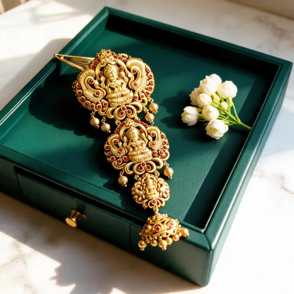 Antique_Traditional_Lakshmi_Hair_Broach_Red