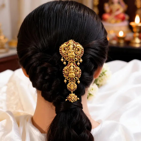 Antique_Traditional_Lakshmi_Hair_Broach_Red
