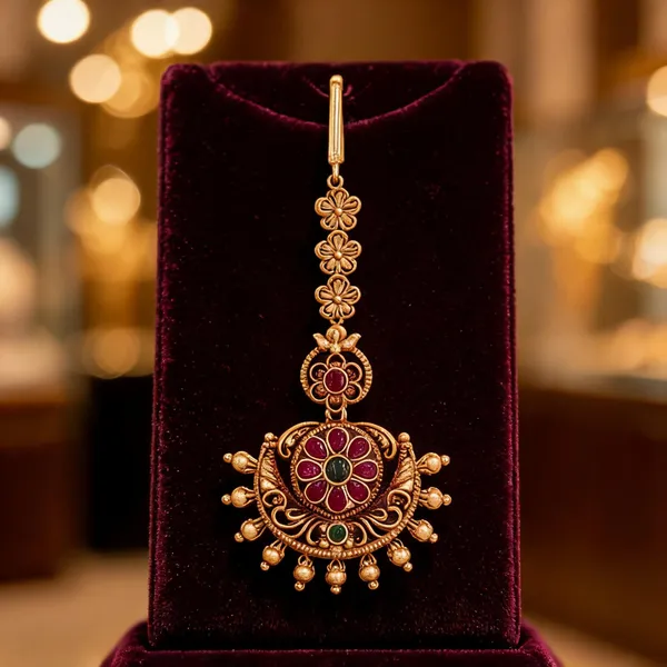 Tradition_Temple_Art_Antique_Maang_Tikka_Green
