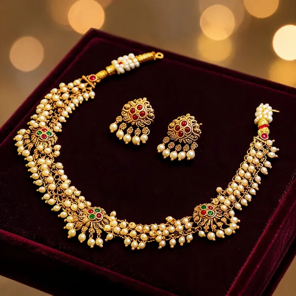 South_Indian_Temple_Necklace_Set_Pearl_Gemstone_Beauty_A_Green