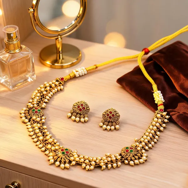 South_Indian_Temple_Necklace_Set_Pearl_Gemstone_Beauty_A_Green