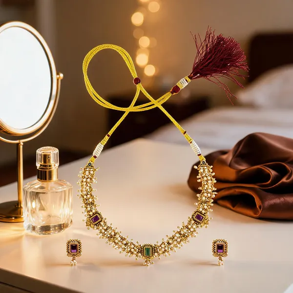 Gold_Plated_Temple_Necklace_Ruby_Pearl_Elegance_Gold_Green