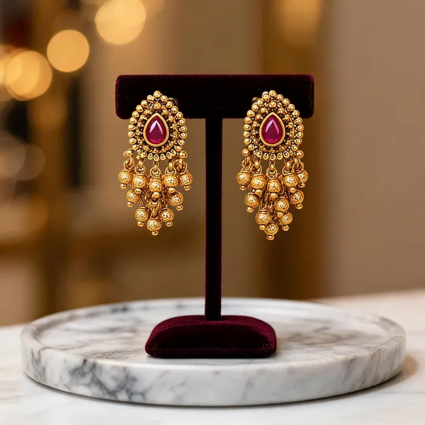 Elegant_Minimal_Temple_Bali_Earrings_Gold_Plated_Ruby_Pearl_Design_Gold_Red