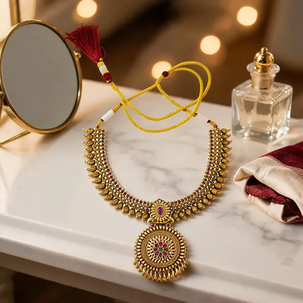 Intricate_Temple_Short_Necklace_Red
