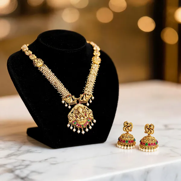 Lakshmi_Peacock_Long_Necklace_Set_Gold_Red