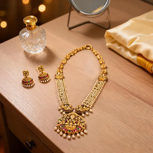 Lakshmi_Peacock_Long_Necklace_Set_Gold_Red