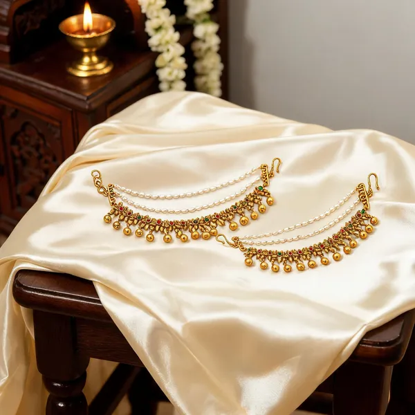 Luxury_Bridal_Gold_Plated_Ear_Chain_Green