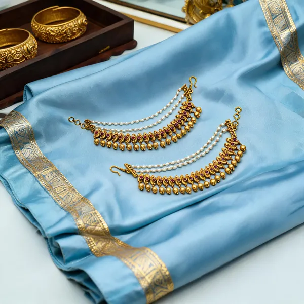 Temple_Heritage_Gold_Plated_Ear_Chain_Red