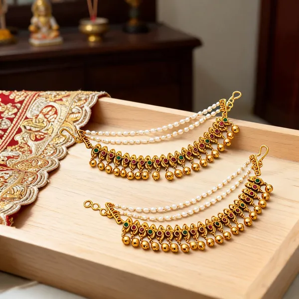 Temple_Heritage_Gold_Plated_Ear_Chain_Gold_Green