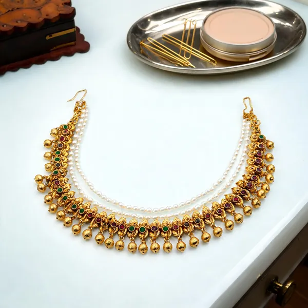 Temple_Heritage_Gold_Plated_Ear_Chain_Gold_Green