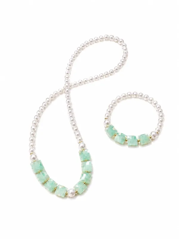 Green_Plastic_Pearl_Beaded_Necklace_Bracelet_Set_For_Girls
