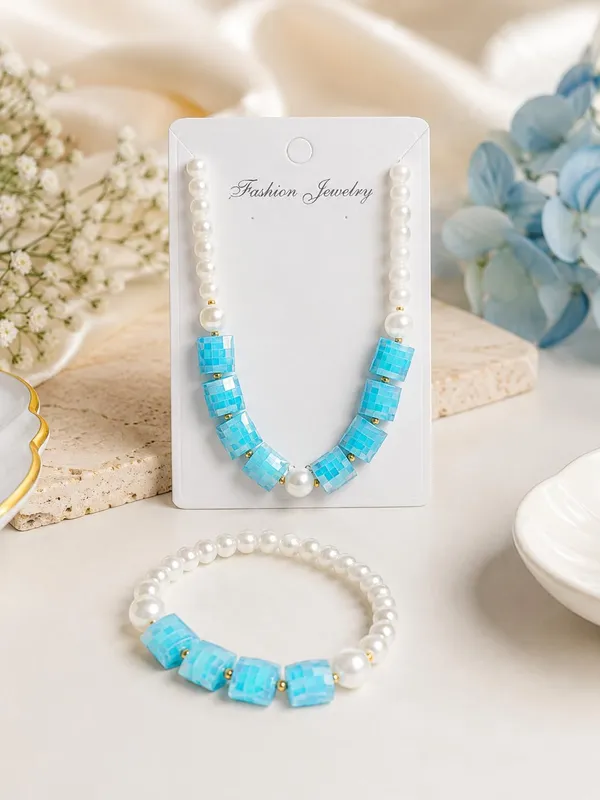 Blue_Plastic_Pearl_Beaded_Necklace_Bracelet_Set_For_Girls