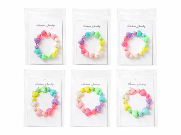 Multicolour_Acrylic_Heart_Bead_Stretchable_Bracelet_Set_Of_6_For_Girls