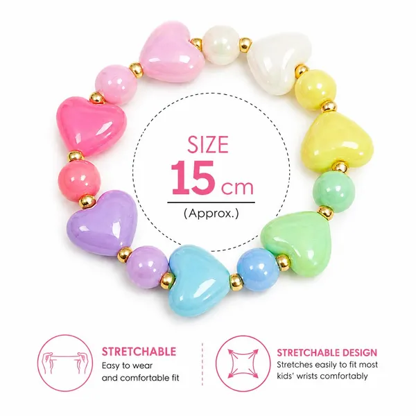 Multicolour_Acrylic_Heart_Bead_Stretchable_Bracelet_Set_Of_6_For_Girls