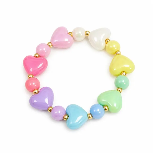 Multicolour_Acrylic_Heart_Bead_Stretchable_Bracelet_Set_Of_6_For_Girls