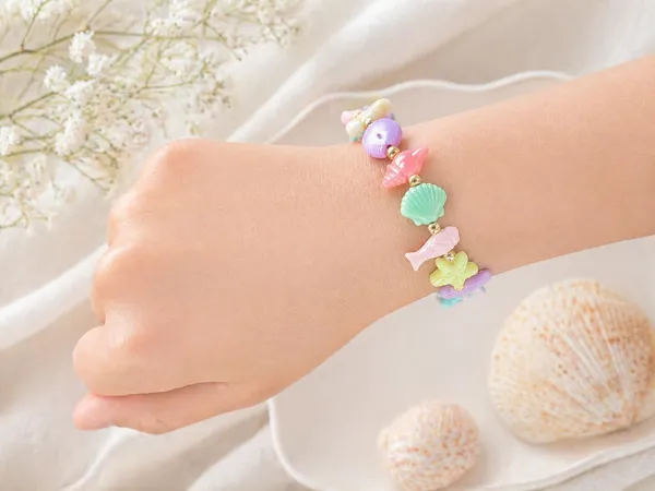 Multicolour_Acrylic_Mermaid_Ocean_Charm_Stretchable_Bracelet_Set_Of_6_For_Girls