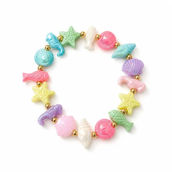 Multicolour_Acrylic_Mermaid_Ocean_Charm_Stretchable_Bracelet_Set_Of_6_For_Girls