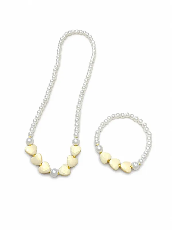 Yellow_Pastel_Acrylic_Pearl_Heart_Necklace_Bracelet_Set_For_Girls