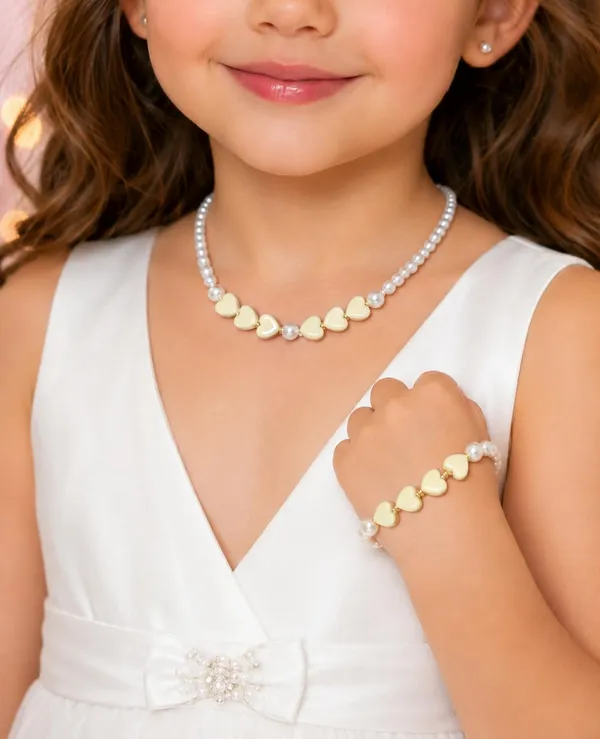 Yellow_Pastel_Acrylic_Pearl_Heart_Necklace_Bracelet_Set_For_Girls
