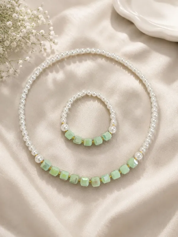 Green_Acrylic_Pearl_Beaded_Necklace_Bracelet_Set_For_Girls