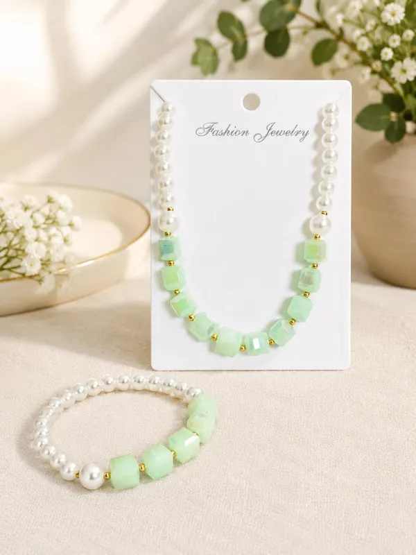 Green_Acrylic_Pearl_Beaded_Necklace_Bracelet_Set_For_Girls