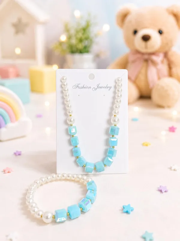 Blue_Acrylic_Pearl_Beaded_Necklace_Bracelet_Set_For_Girls