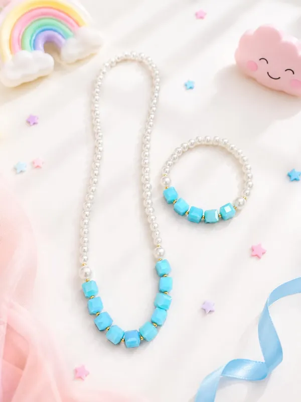 Blue_Acrylic_Pearl_Beaded_Necklace_Bracelet_Set_For_Girls