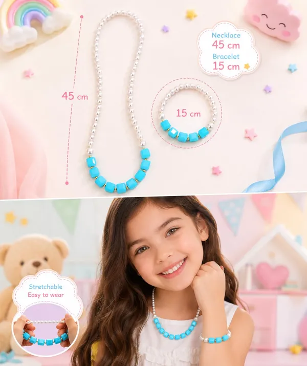 Blue_Acrylic_Pearl_Beaded_Necklace_Bracelet_Set_For_Girls