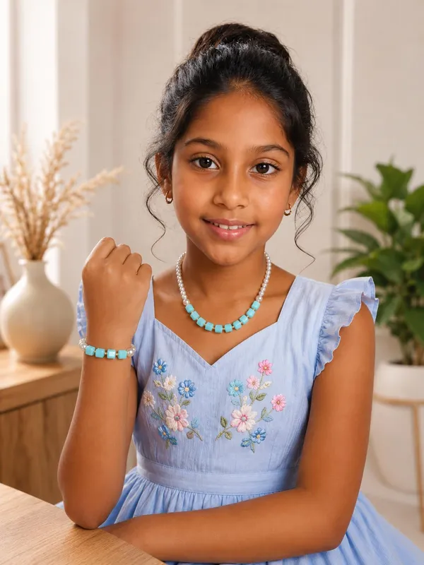 Blue_Acrylic_Pearl_Beaded_Necklace_Bracelet_Set_For_Girls